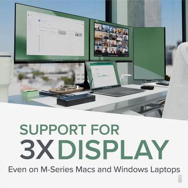 Alt view image 3 of 7 - Plugable USB C Triple Display Docking Station | 100W PD, 3x HDMI (1x 4K 30Hz, 2x 1080p 60Hz), 6x USB 5Gbps Ports | Windows, macOS, ChromeOS Compatible - Enhance Productivity with Multi-Monitor Support