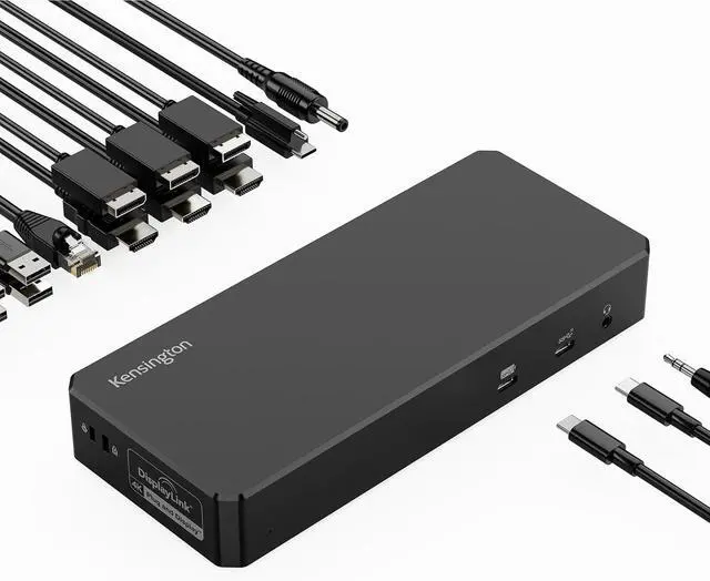 Main image of Kensington DisplayLink 4K Docking Station, Triple 4K for MacBook Pro/Air M1/M2/M3/M4, 14ports, 3xHDMI/3xDisplayPort,4xUSB A,2xUSB C 3.2, Ethernet, Audio, 100W PD (K33621NA)
