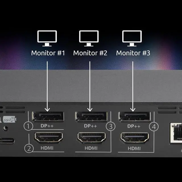 Alt view image 4 of 5 - Kensington DisplayLink 4K Docking Station, Triple 4K for MacBook Pro/Air M1/M2/M3/M4, 14ports, 3xHDMI/3xDisplayPort,4xUSB A,2xUSB C 3.2, Ethernet, Audio, 100W PD (K33621NA)