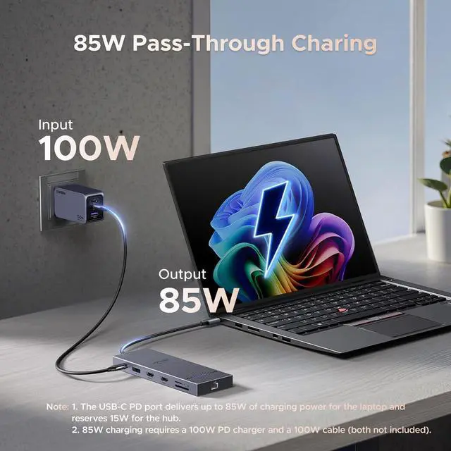 Alt view image 6 of 7 - UGREEN Revodok Pro 12 in 1 Triple 4K Docking Station with 2 HDMI, DP, 2x10G USB C, 2×USB-A2.0, 100W PD, SD/TF, 1000Mbps Ethernet, 3.5MM Audio, USBC Hub Multiple Adapter for MacBook, DELL, HP and More