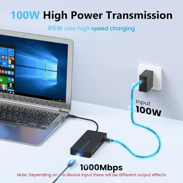 Alt view image 5 of 7 - Laptop Docking Station Dual 4K HDTV Monitor, Fophmo USB C to 2 HDTV Splitter Extended Display, 1000Mbps LAN, USB A&C 3.0 Ports(10Gbps), SD/TF Card, 100W PD Charging, MacOS Only Mirrors Same Screen