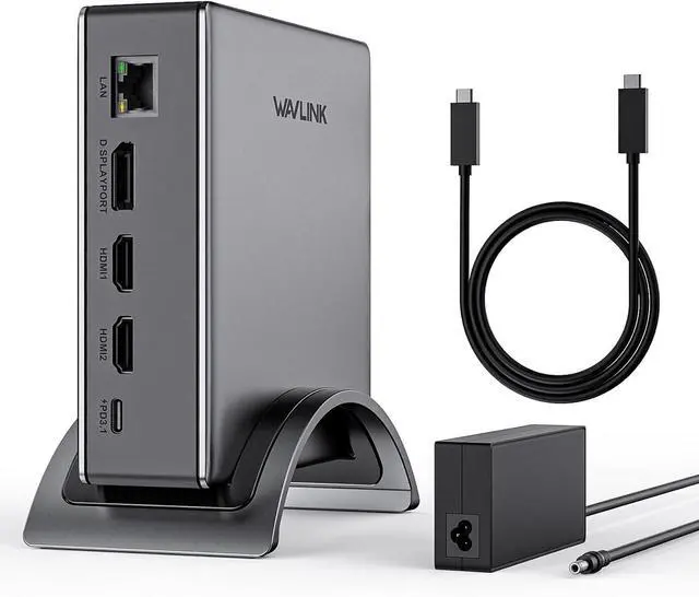 Main image of Laptop Docking Station,WAVLINK PD3.1 Docking Station 3 Monitors with 8K@30Hz/4K@144Hz,2*HDMI + DP,140W PD Charge,USB-C 10Gb,USB-A 5Gb,Gigabit Ethernet,Audio/Mic for HP, Dell,Windows System Computer