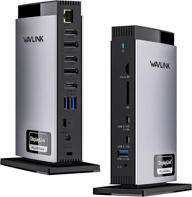 Main image of WAVLINK Docking Station 3 Monitors, Triple 4K@60Hz for MacBook M1/M2/M3/M4/Windows, Displaylink Dock with 3X HDMI or 2X DisplayPort, 130WPD,5 USB Ports, Ethernet, Audio, SD/TF