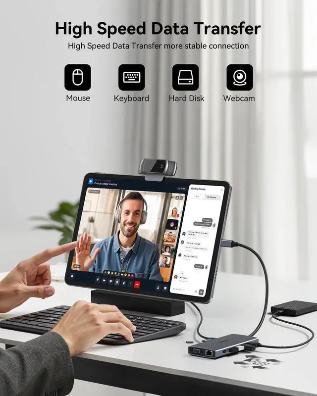 Alt view image 7 of 7 - ZMUIPNG USB C Docking Station Dual Monitor 15 in 1 Laptop Docking Station Triple Display USB C Hub Multiple Adapter Dongle with 4K HDMI+VGA+USB Port+Button+PD+Ethernet for Dell HP Thinkpad Surface