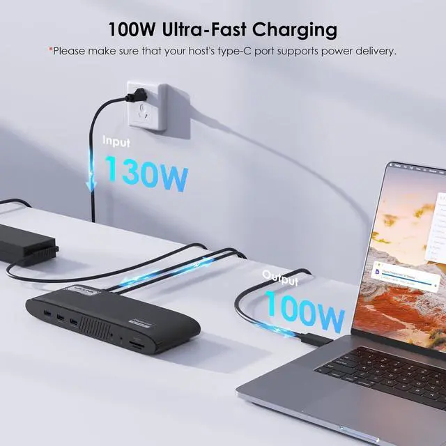 Alt view image 3 of 7 - WAVLINK DisplayLink Docking Station 3 Monitors, USB-C Laptop Dock Dual 2K + 4K for Mac & Windows, 13-in-1 with 100W Charging, 3 HDMI, 5 USB Ports, Ethernet, SD/TF, Audio