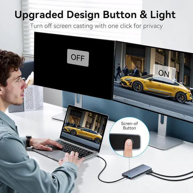 Alt view image 3 of 7 - USB C Docking Station Dual Monitor for Dell HP, Laptop Docking Station 3 Monitors 15-in-1 USB C Hub Dock with Dual 4K HDMI+8K DP +VGA+6USB Ports+PD+Ethernet+SD/TF+Audio,USBC Adapter Dongle for Lenovo