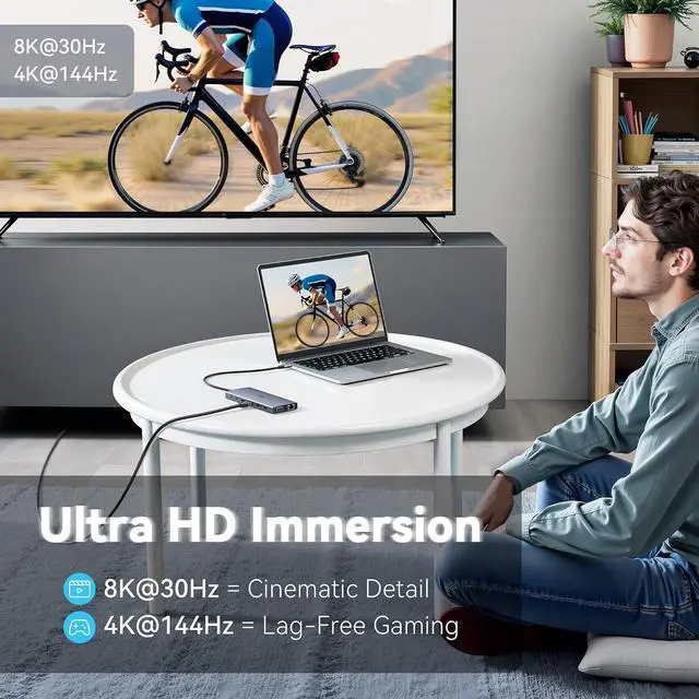 Alt view image 4 of 7 - USB C Docking Station Dual Monitor for Dell HP, Laptop Docking Station 3 Monitors 15-in-1 USB C Hub Dock with Dual 4K HDMI+8K DP +VGA+6USB Ports+PD+Ethernet+SD/TF+Audio,USBC Adapter Dongle for Lenovo