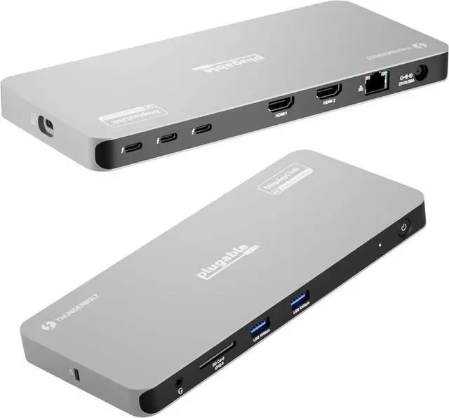 Main image of Plugable Thunderbolt 4 Dock for Quad Monitors 100W, Thunderbolt Docking Station Connects up to Four 4K Monitors for Windows and Mac Laptops, 2x HDMI, 4x Thunderbolt 4/USB C, Driver Required TBT-6950PD