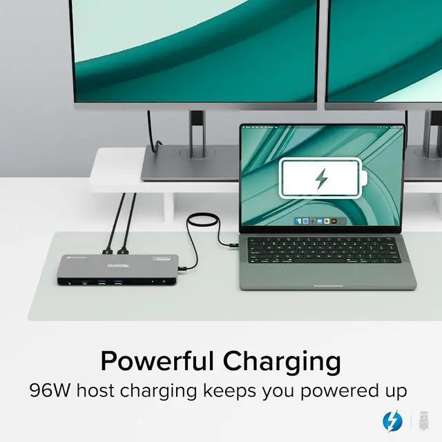 Alt view image 7 of 7 - Plugable Thunderbolt 4 Dock for Quad Monitors 100W, Thunderbolt Docking Station Connects up to Four 4K Monitors for Windows and Mac Laptops, 2x HDMI, 4x Thunderbolt 4/USB C, Driver Required TBT-6950PD