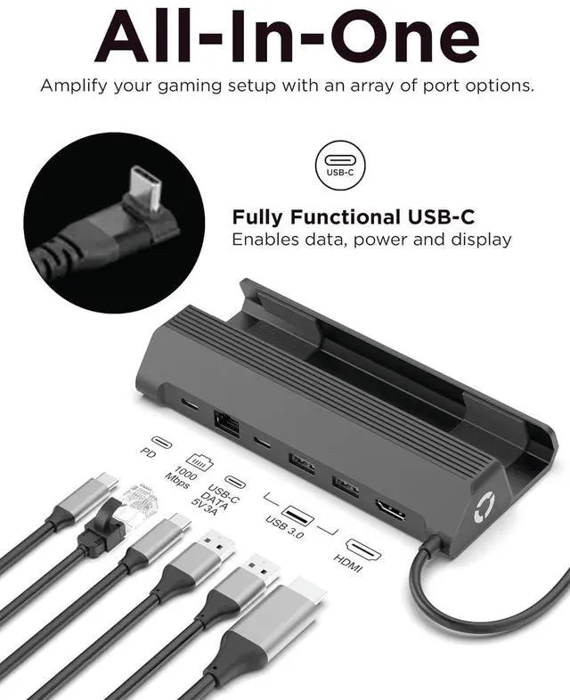 Alt view image 4 of 7 - Legion Go USB-C Hub Dock for Legion Go 6-in-1 Dock, Port Expansion, Charging, Video, Ethernet Support