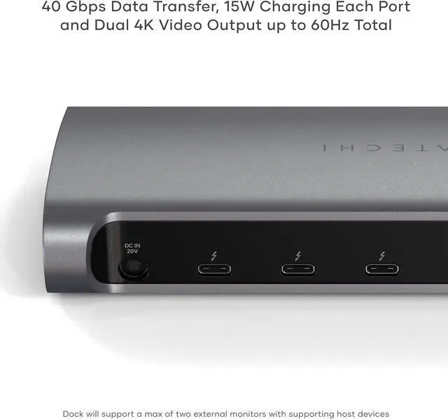 Alt view image 4 of 7 - Satechi 11 in 1 Thunderbolt 4 USB C Docking Station, 100W Charging, Dual 4K/60Hz displays, 3 Thunderbolt Ports, 3 USB-A 3.2 Ports, USB-A 2.0 Port, SD Card Reader, for Mac/Windows, MacBook Air/Pro M4