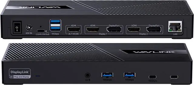 Main image of WAVLINK USB C Triple Monitor Docking Station 13-in-1 Displaylink Dock with 100W Charging for Mac, Windows, Chrome, 3 HDMI+2DP, Gigabit Ethernet, USB-C, 4 USB-A 10Gbps, Audio, Driver Required