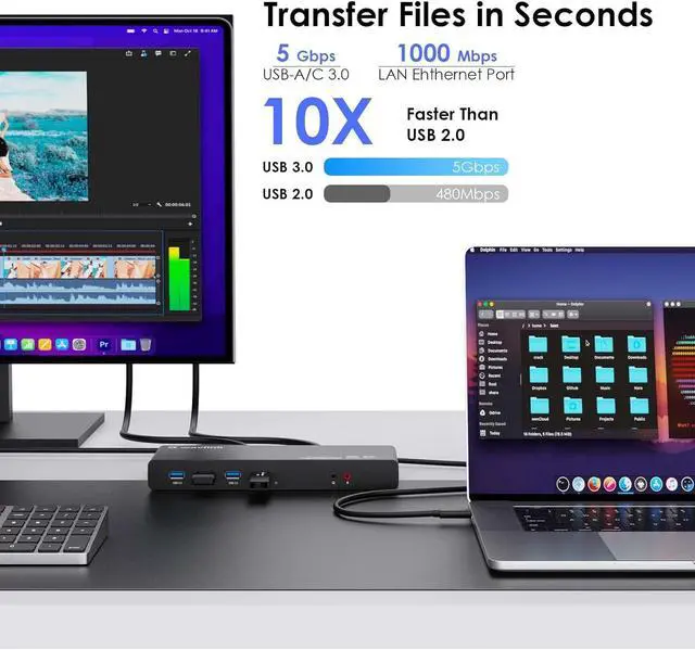 Alt view image 5 of 7 - WAVLINK USB C Dual 4K Universal Laptop Docking Station with 65W Charging, Dual 4K@60Hz & Single 5K@60Hz Display