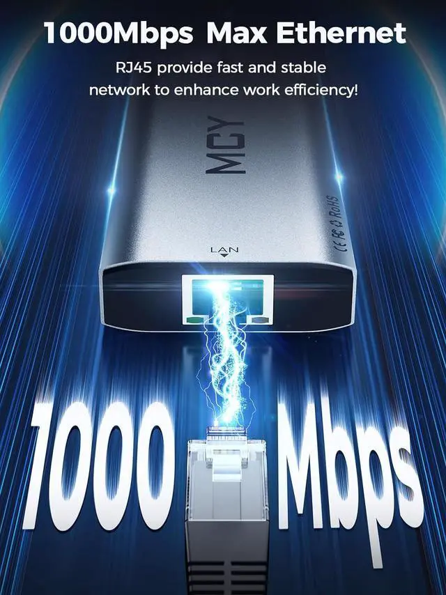 Alt view image 7 of 7 - MCY USB C Hub,Laptop Docking Station Dual Monitor Single 8K,2x4K@60Hz,10 in 1 Type-C Multiport Adapter with 2 HDMI,PD100W,Extender Splitter,Card Reader,Ethernet Dock for Mac/Dell/HP/Surface/Steam Deck