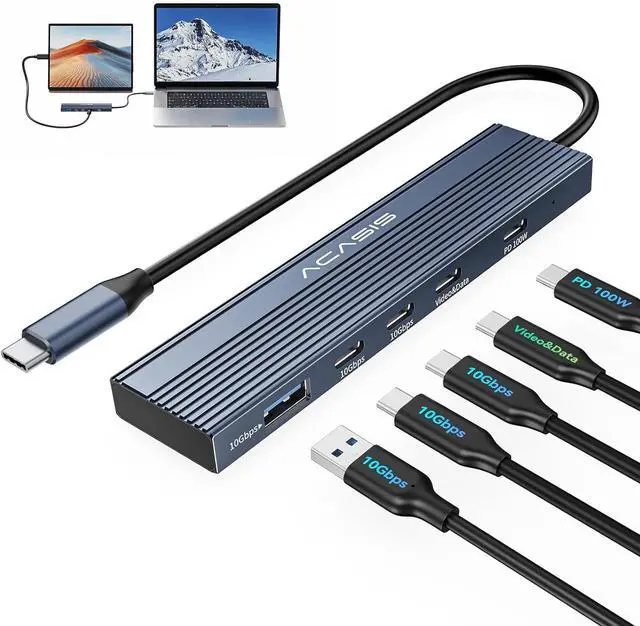 Main image of ACASIS USB C Splitter with 4K@60Hz Video Output, USB C Hub 10Gbps, 1xUSB C Video Output for Portable Monitor, 3xUSB C 10Gbps,100W PD, Multiport Adapter Splitter for Dell/HP/Mac Pro/Samsung