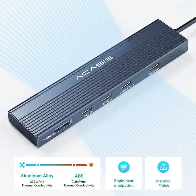 Alt view image 6 of 7 - ACASIS USB C Splitter with 4K@60Hz Video Output, USB C Hub 10Gbps, 1xUSB C Video Output for Portable Monitor, 3xUSB C 10Gbps,100W PD, Multiport Adapter Splitter for Dell/HP/Mac Pro/Samsung