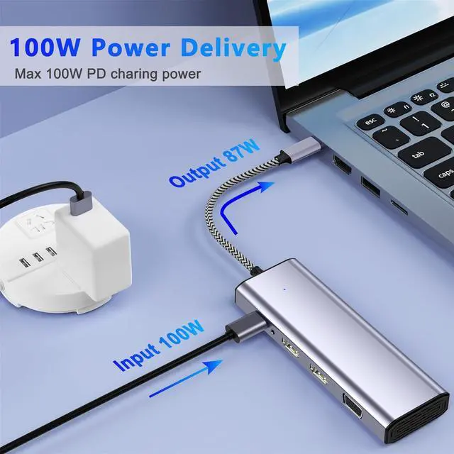 Alt view image 3 of 7 - Docking Station Dual Monitor, USB C to Dual HDMI Adapter, 10 in 1 Laptop Docking Station 3 Monitors with HDMI/VGA/PD/Ethernet/USB/SD/TF/3.5mm Audio