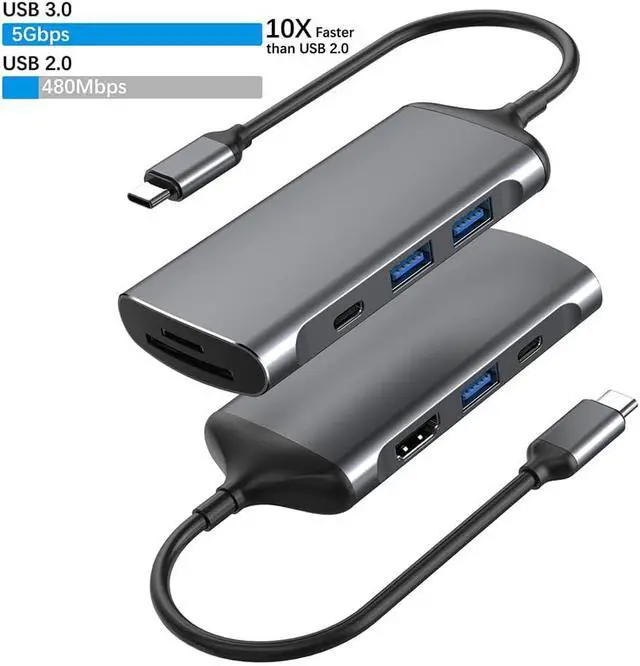 Alt view image 2 of 4 - MagBac USB C Docking Station 8-in-1 USB Hub Multiple Adapter with 4K HDMI Display Port, 4 USB A/C Data Ports, USB C PD 87W Port(Max 100W), SD/TF Card Slot for MacBook Air/Pro, HP, Dell, Lenovo