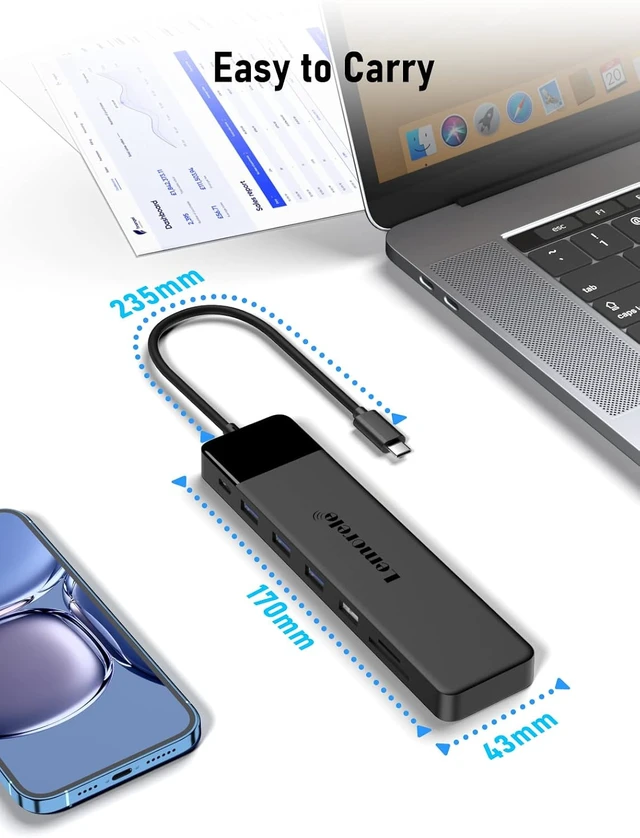 Alt view image 7 of 7 - Lemorele 13 in 1 USB C Docking Station Triple Monitor w/Dual HDMI 4K, VGA, 5 USB 3.0/2.0, USB-C 3.0, 100W PD, SD/TF, 3.5mm Audio, Multiport Hub Adapter for Lenovo, Surface, Dell, HP Laptops