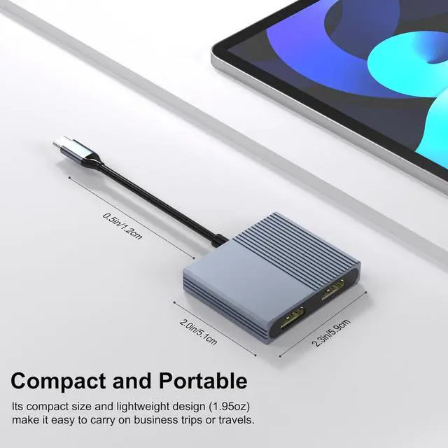 Alt view image 7 of 7 - HDMI Splitter for Dual Monitors, Dual HDMI Adapter for 2 Monitors, 4K@60hz Display, USB C to Double Adapter, Splitter Extended Display, Docking Station for Dell/HP/Mac