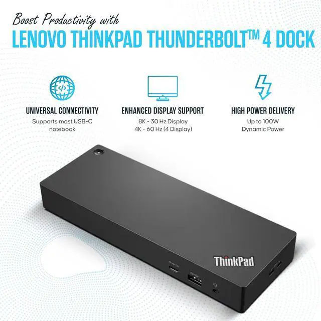 Alt view image 3 of 6 - 40B00135US Lenovo Docking Station Thunderbolt 4 Dock - Thinkpad Docking Station USB C with 135W, HDMI, DisplayPort & USB-C to C Cables