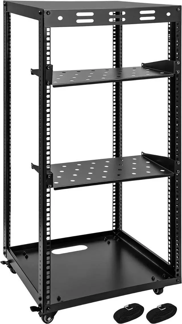 Main image of 20U Server Rack w/ 2 Racks, Versatile Open Frame IT Rack - Wall-Mount, Rotate and Push w/Ease, AV Rack w/Top & Bottom Panels, Hook and Loop Straps for 19" Stereo/Data/IT/Computer Equipment