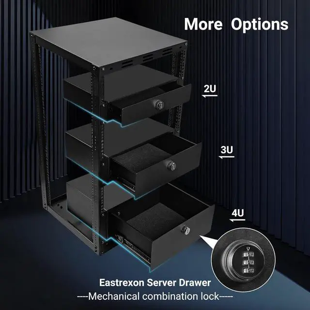 Alt view image 6 of 7 - 20U Server Rack w/ 2 Racks, Versatile Open Frame IT Rack - Wall-Mount, Rotate and Push w/Ease, AV Rack w/Top & Bottom Panels, Hook and Loop Straps for 19" Stereo/Data/IT/Computer Equipment