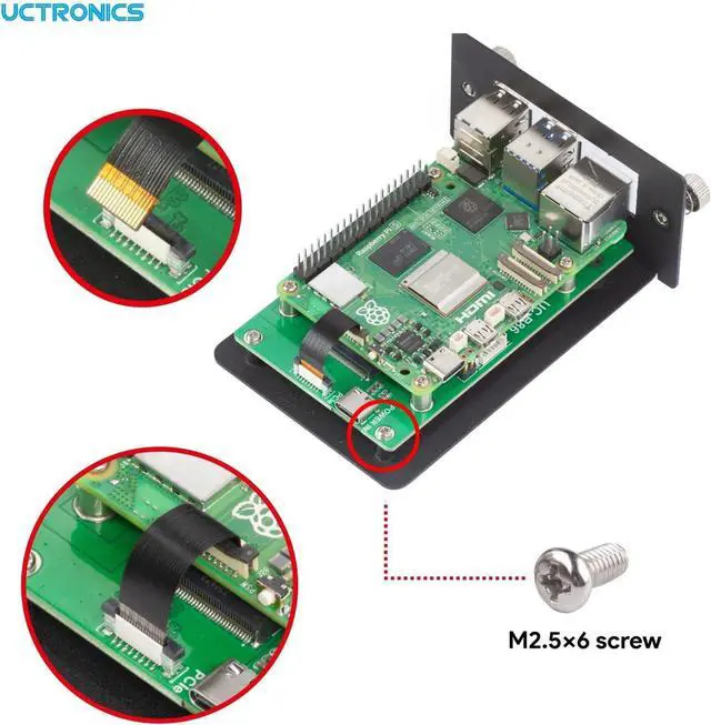 Alt view image 2 of 6 - UCTRONICS 1U Rack Mount for Raspberry Pi 5, 19" Server Rack with 5 PCIe to M.2 NVME SSD Adapters, Support Up to 5 Pi 5