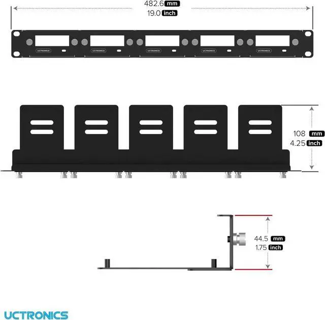 Alt view image 4 of 6 - UCTRONICS 1U Rack Mount for Raspberry Pi 5, 19" Server Rack with 5 PCIe to M.2 NVME SSD Adapters, Support Up to 5 Pi 5