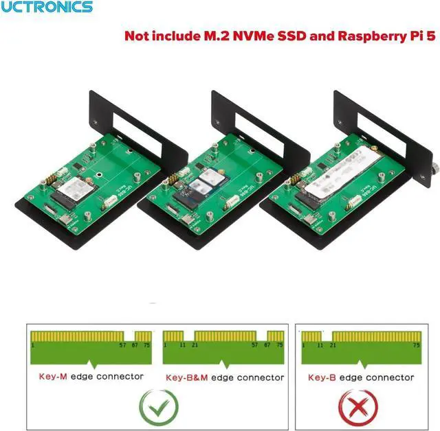 Alt view image 5 of 6 - UCTRONICS 1U Rack Mount for Raspberry Pi 5, 19" Server Rack with 5 PCIe to M.2 NVME SSD Adapters, Support Up to 5 Pi 5