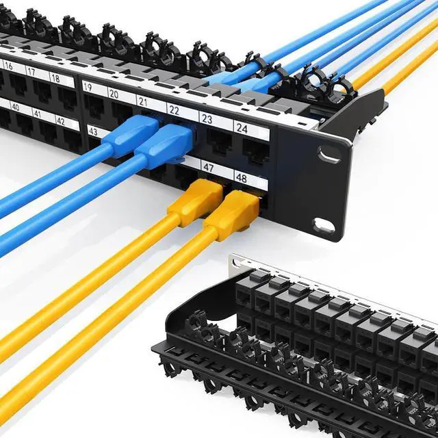 Main image of 1U 48 Port Patch Panel Cat6A Keystone Patch Panel RJ45 Patch Panel (EC Listed) UTP Network Patch Panel with Smart Cable Management for 19inch Rackmount