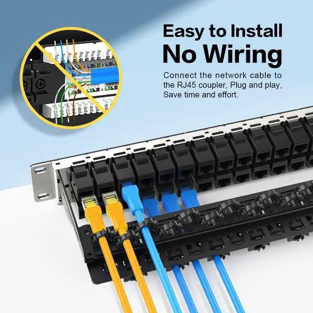 Alt view image 4 of 7 - 1U 48 Port Patch Panel Cat6A Keystone Patch Panel RJ45 Patch Panel (EC Listed) UTP Network Patch Panel with Smart Cable Management for 19inch Rackmount