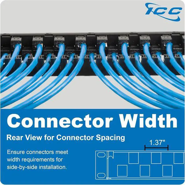 Alt view image 5 of 6 - ICC 24 Port Blank Keystone 1U Patch Panel with 19 Metal Rackmount Housing and Cable Support Bar, Staggered Ports to Reduce ANEXT, Works with Keystone Jacks (Sold Separately), UL Listed, IC107PPU6A