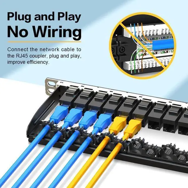 Alt view image 4 of 7 - 0.5U 24Port Cat6 Keystone Patch Panel (EC Listed) 19-inch Rackmount RJ45 Network Patch Panel with Smart Cable Management Bar