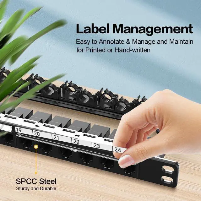 Alt view image 6 of 7 - 0.5U 24Port Cat6 Keystone Patch Panel (EC Listed) 19-inch Rackmount RJ45 Network Patch Panel with Smart Cable Management Bar