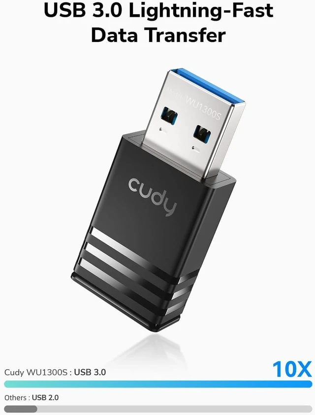 Alt view image 6 of 7 - Cudy Wi-Fi 5 High-Gain USB Adapter AC1300 MU-MIMO WPA3, WU1300S