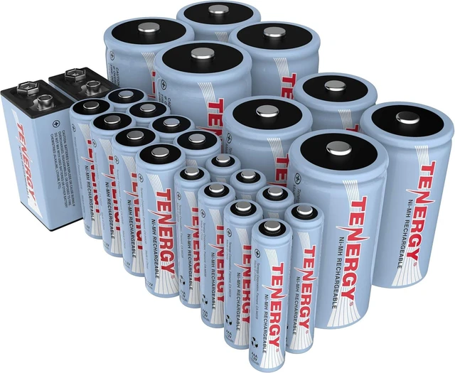 Main image of Tenergy 26 Pack NiMH Rechargeable Batteries: 8AA, 8AAA, 4C, 4D, 2 9V Combo