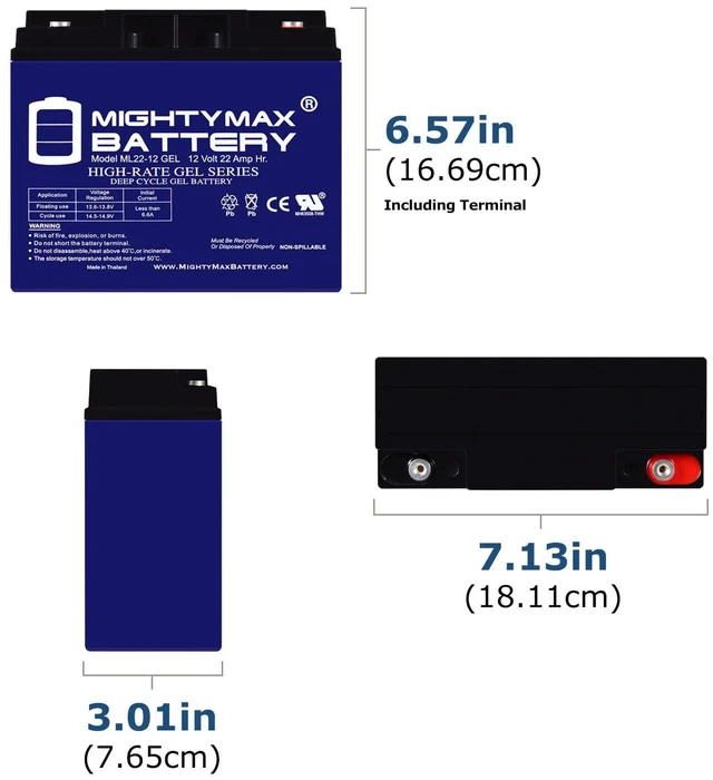 Alt view image 2 of 7 - Mighty Max Battery 12V 22AH GEL Battery for CAT CJ3000 2000 Peak Amp Jump Starter