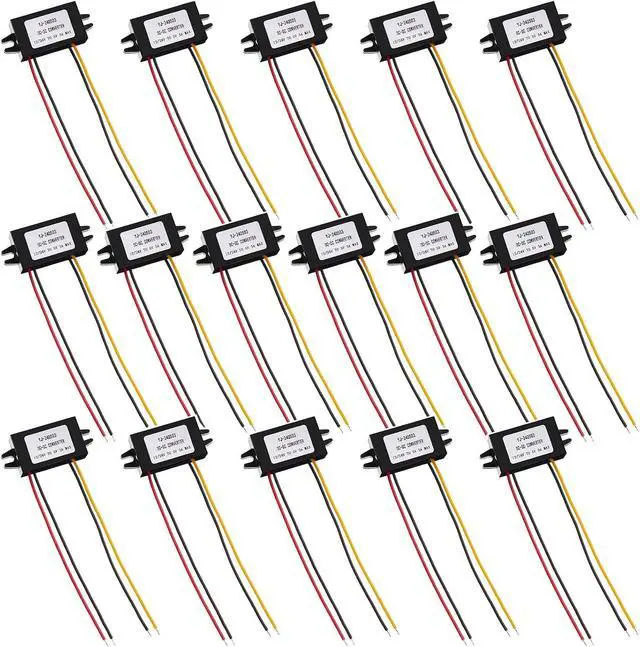 Alt view image 7 of 7 - Weewooday 3 Pieces Direct Current Converter 12v to 5v 3a 15w Buck Converter Module, Reduced Voltage Regulator Car Power Output Power Adapter, Wire Interface
