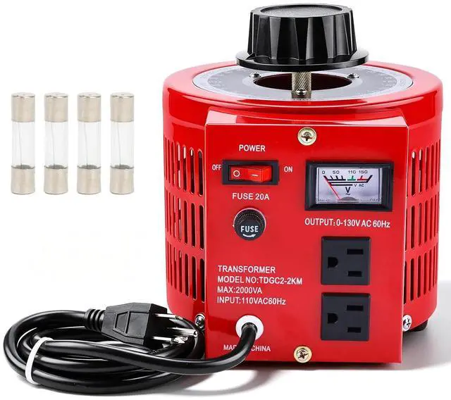 Main image of YaeCCC 2000VA Variable Transformer Voltage Regulator Transformer Converter Auto Variable,20Amp Variable Transformer,110V Input 0-130V Output AC Voltage Regulator,4 Extra Fuses