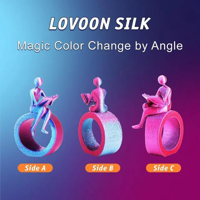 Alt view image 5 of 7 - LOVOON 3D Printer Filament Dual Color Sky/Light Blue and Rose Red, PLA Filament 1.75mm,Silk PLA Filament, PLA Filament for Most 3D Printer and 3D Pen, 2.2 lbs/Spool