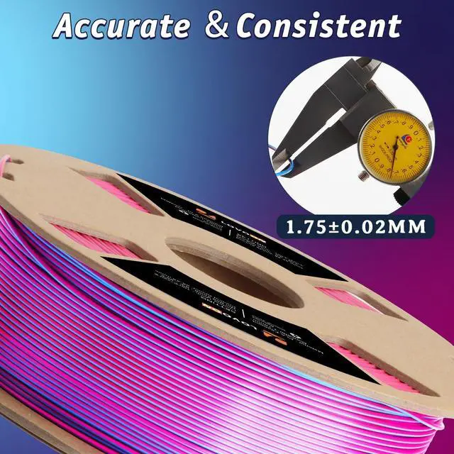 Alt view image 6 of 7 - LOVOON 3D Printer Filament Dual Color Sky/Light Blue and Rose Red, PLA Filament 1.75mm,Silk PLA Filament, PLA Filament for Most 3D Printer and 3D Pen, 2.2 lbs/Spool