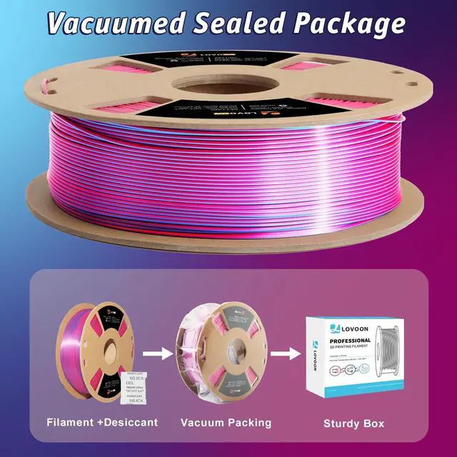 Alt view image 7 of 7 - LOVOON 3D Printer Filament Dual Color Sky/Light Blue and Rose Red, PLA Filament 1.75mm,Silk PLA Filament, PLA Filament for Most 3D Printer and 3D Pen, 2.2 lbs/Spool