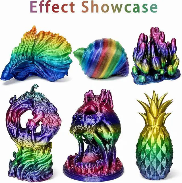 Alt view image 6 of 7 - Rainbow Filament, Multi Color, Chameleon Galaxy, PLA 1.75mm, Net Weight 1kg (2.2lbs), Accuracy +/-0.05mm for Ender3 Cr10