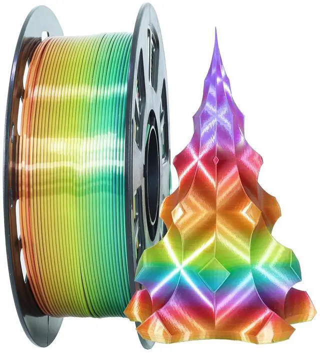 Main image of 1.75mm 1Kg Silk Shiny PLA Most Basic Popular Multicolored Fast Color Change Rainbow 3D Printing Filament, Color Change Gradually Random Quickly, 2.2lbs 3D Printing Material by MIKA3D