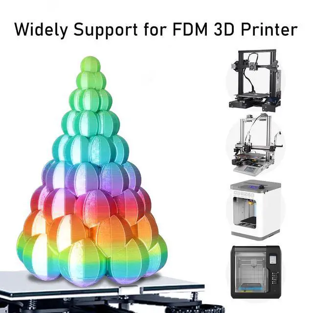 Alt view image 3 of 6 - 1.75mm 1Kg Silk Shiny PLA Most Basic Popular Multicolored Fast Color Change Rainbow 3D Printing Filament, Color Change Gradually Random Quickly, 2.2lbs 3D Printing Material by MIKA3D