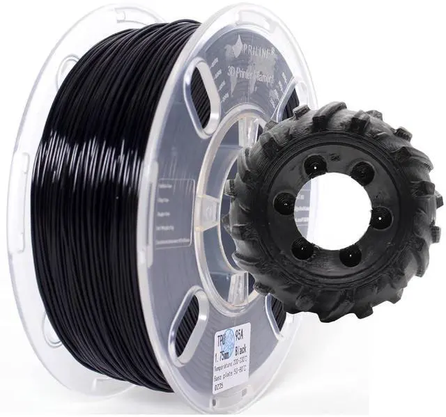 Main image of TPU Filament,PRILINE High Flow/High Speed Printing 95A TPU Flexible Soft 3D Printer Filament 1KG 1.75mm Spool,Support Fast Printing, Black