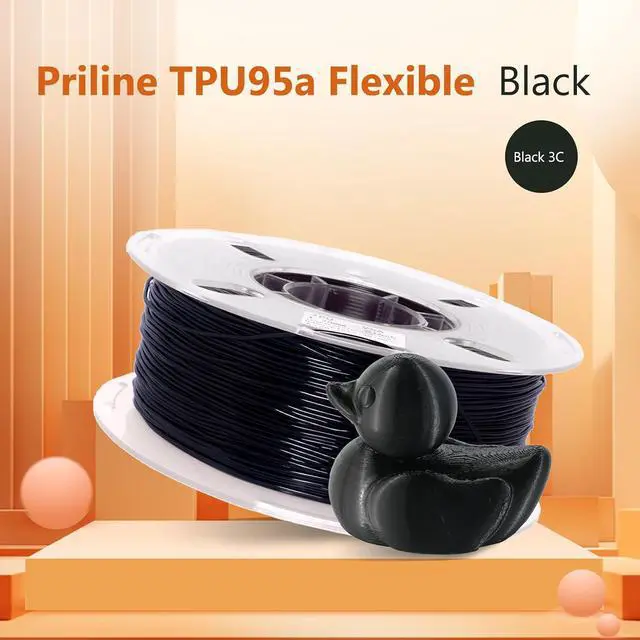 Alt view image 3 of 6 - TPU Filament,PRILINE High Flow/High Speed Printing 95A TPU Flexible Soft 3D Printer Filament 1KG 1.75mm Spool,Support Fast Printing, Black