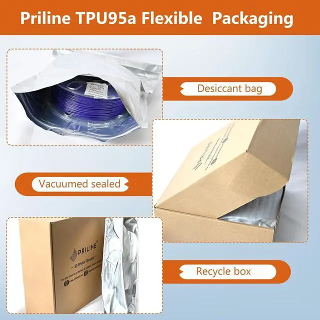 Alt view image 4 of 6 - TPU Filament,PRILINE High Flow/High Speed Printing 95A TPU Flexible Soft 3D Printer Filament 1KG 1.75mm Spool,Support Fast Printing, Black