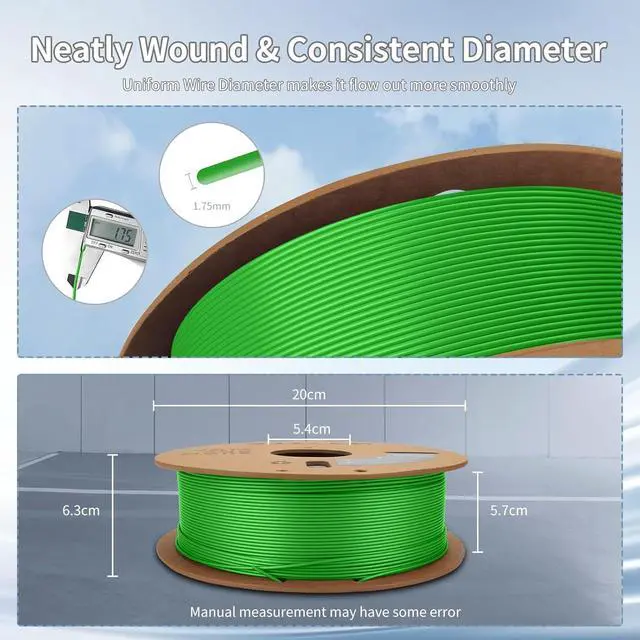 Alt view image 4 of 7 - 3D Printing Filament High-Speed PLA Filament 1.75mm 300mm/s 1kg Cardboard Spool Dimensional Accuracy +/- 0.03 mm Fit Most 3D FDM Printer-Green